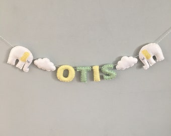 Felt Cloud & Animal/Shape Baby Nursery Handmade Name Garland Banner