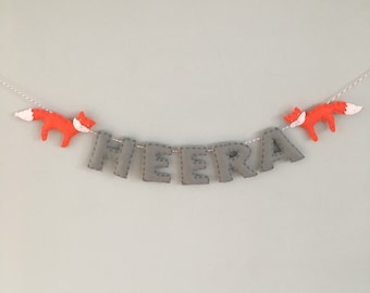 Felt Woodland Creature Baby Nursery Name Garland Banner - Made To Order/ Personalised