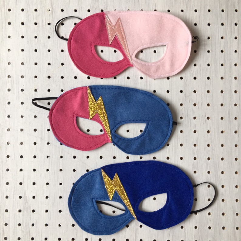 Awesome Superhero Lightning Bolt Handmade Felt Fancy Dress Up Mask image 7