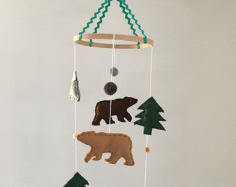 Bears, Trees, Mountains Felt Crib Baby Mobile