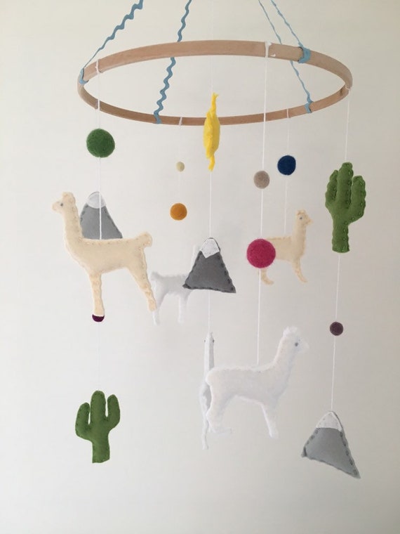 Llama Alpaca Cactus South America Baby Felt Crib Nursery Etsy
