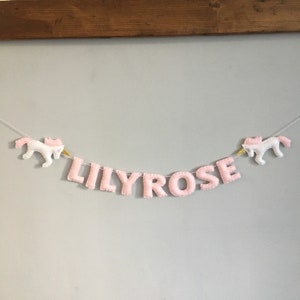 Any Animal (or other) Baby Nursery Handmade Name Garland Banner - Made To Order/ Personalised