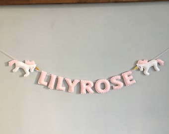 Any Animal (or other) Baby Nursery Handmade Name Garland Banner - Made To Order/ Personalised