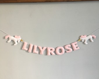 Any Animal Baby Nursery Handmade Name Garland Banner - Made To Order/ Personalised