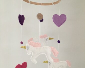 Unicorn Sparkle Felt Baby Crib/Nursery Fairly Amy Baby Mobile