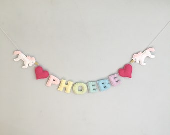 Felt Heart/Star & Animal/Shape Baby Nursery Name Garland Banner