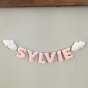 Felt Cloud Baby Nursery Handmade Name Garland Banner