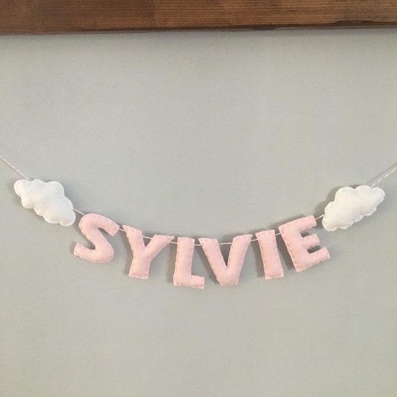 Felt Cloud Baby Nursery Handmade Name Garland Banner