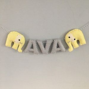 Felt Elephant Baby Nursery Name Garland Banner