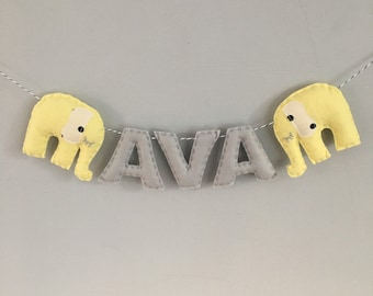 Felt Elephant Baby Nursery Name Garland Banner