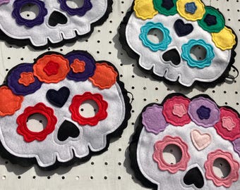 Day of the Dead, Handmade Felt Calavera, Dia de los Muertos Inspired, Halloween Fancy Dress Mask