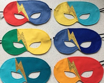 Awesome Superhero Lightning Bolt Handmade Felt Fancy Dress Up Mask