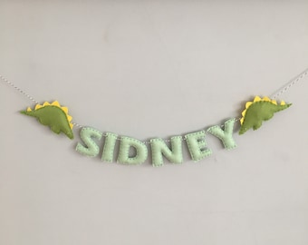 Felt Dinosaur Baby Nursery Name Garland Banner - Personalised/ Made To Order