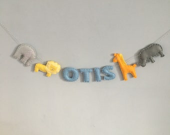 Felt 4 x Animal Baby Nursery Name Garland Banner