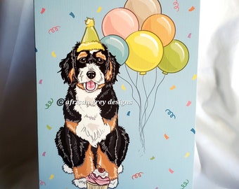 Birthday Bernedoodle Greeting Card