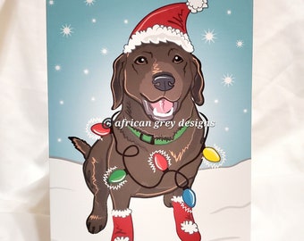 Christmas Chocolate Labrador Retriever - Greeting Card