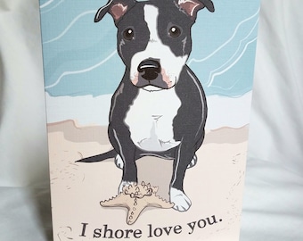 Beach Pit Bull Greeting Card