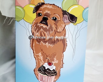 Brussels Griffon 'n Balloons Greeting Card