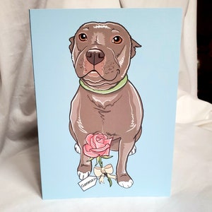 Rose Pit Bull - Customized with Your Name Choice - Greeting Card