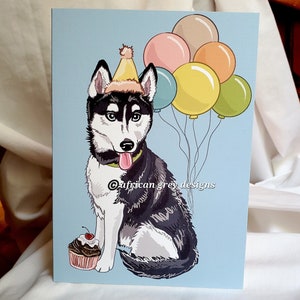 Husky 'n Balloons Greeting Card