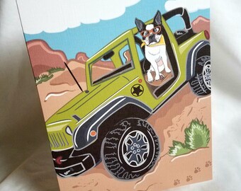 Offroad Boston Terrier Greeting Card