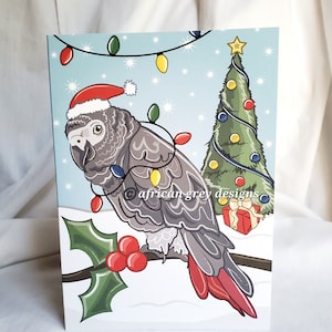 African Grey Parrot Christmas Greeting Card
