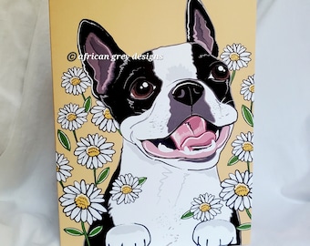Daisy Boston Terrier Greeting Card