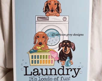 Dachshund Laundry Print - Washing Machine - 8x10 Eco-friendly Size