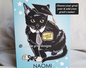 Black Cat Graduation Greeting Card