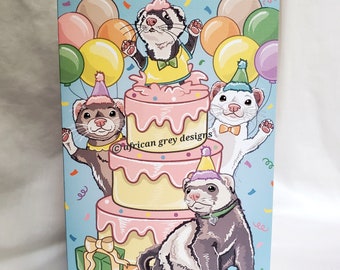 Ferret Birthday Cake Greeting Card