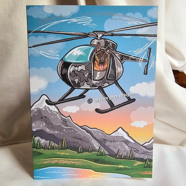 German Shepherd Helicopter Greeting Card