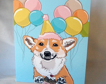 Corgi 'n Balloons Greeting Card