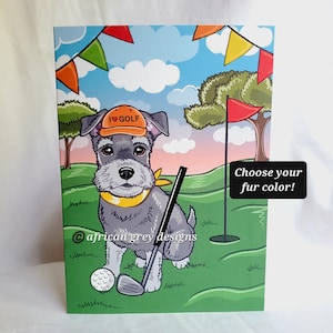Schnauzer Golf Greeting Card