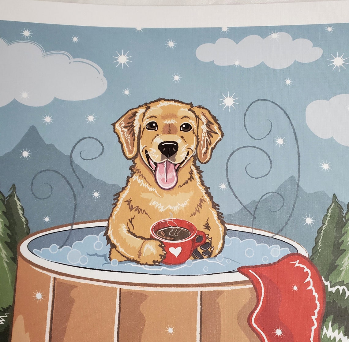 Hot Tub Golden Retriever 8x10 Ecofriendly Print on Recycled Etsy