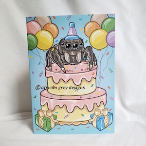 Jumping Spider Birthday Cake Greeting Card