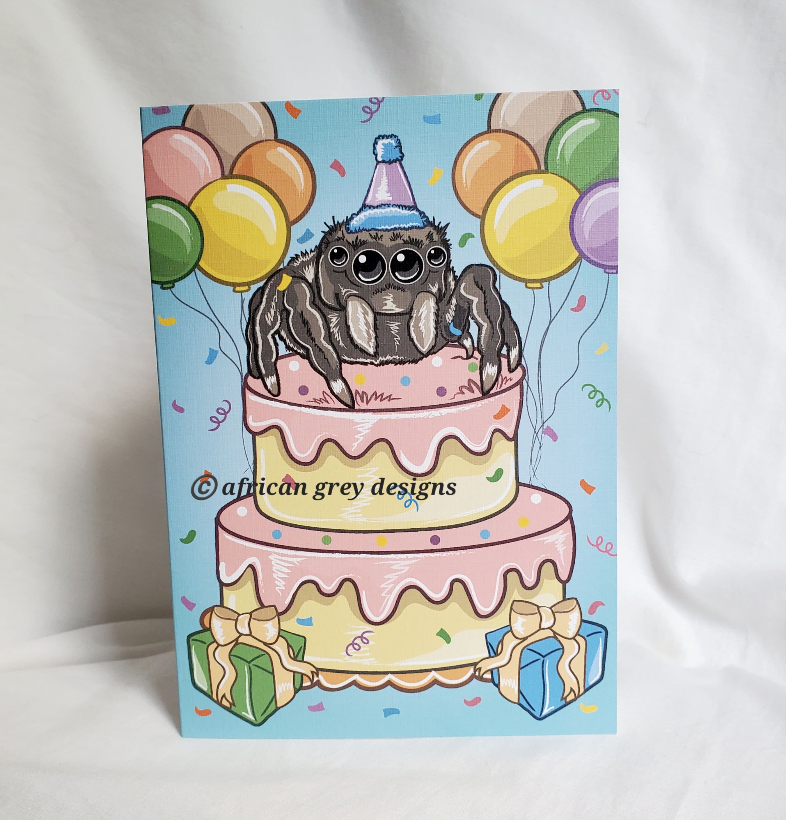 Jumping Spider Birthday Cake Greeting Card - Etsy