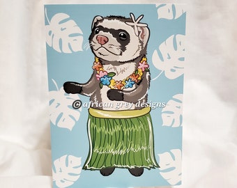 Hula Ferret Greeting Card