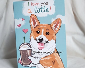 Latte Corgi Greeting Card - Choose Your Fur Color