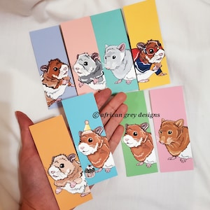 Mini Hamster Bookmarks - Eco-friendly Set of 8 Printed on Recycled Linen Paper
