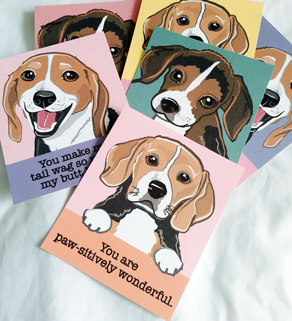 Beagle Valentines Mini Eco Friendly Set Of 6 Etsy