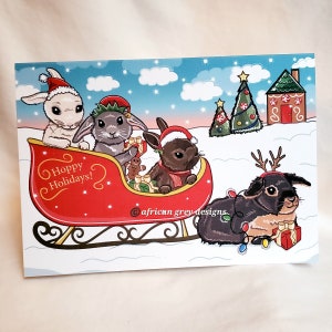 Bunnies in a Sled - Greeting Card