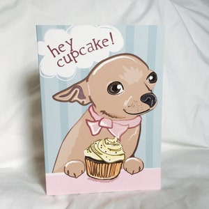 Chihuahua Cupcake Greeting Card - Choose Your Background