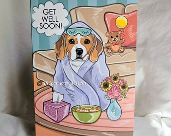 Get Well Beagle Greeting Card