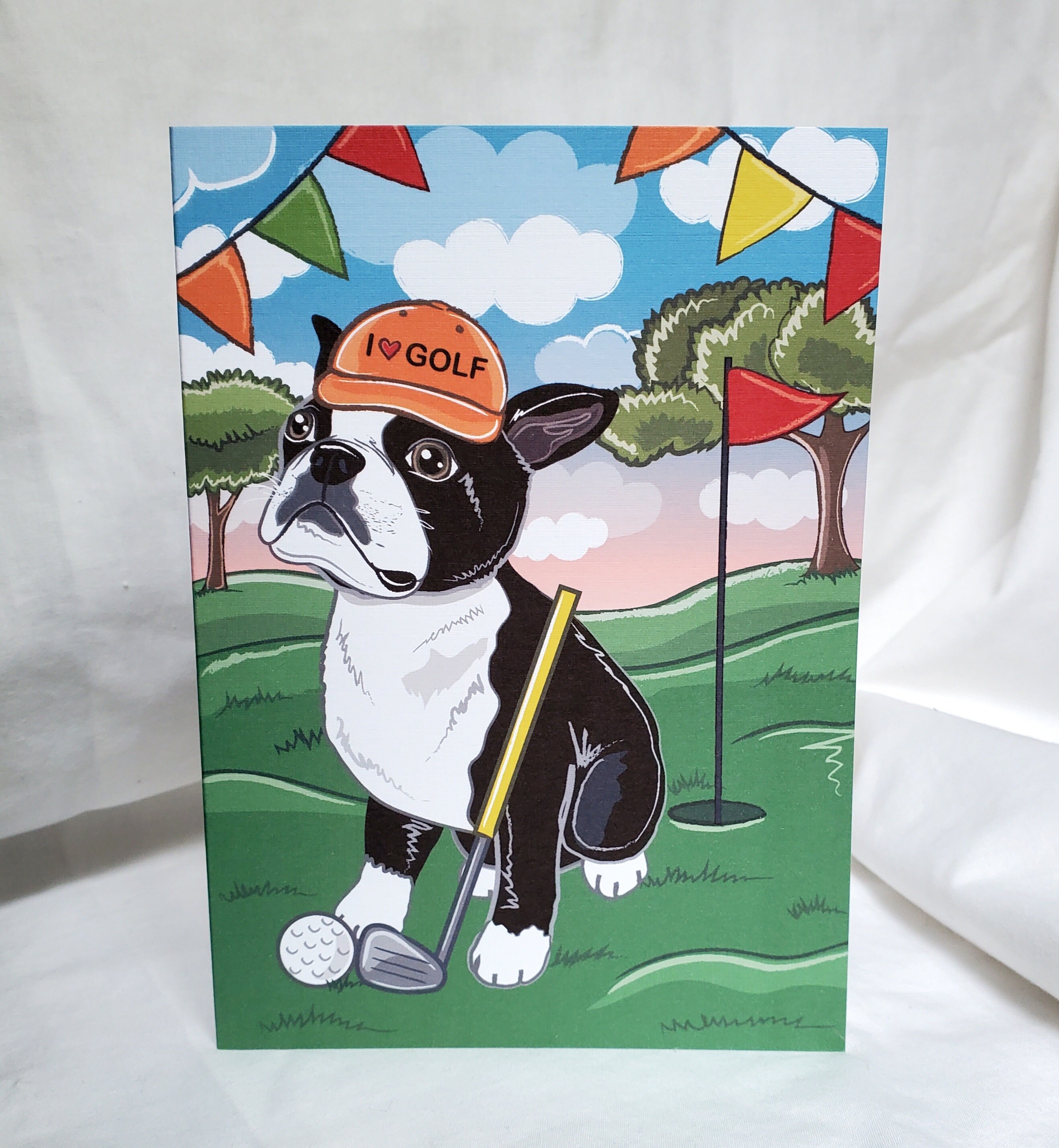 Boston Terrier Golf Greeting Card Etsy UK