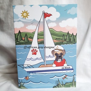 Sailing Boxer Greeting Card
