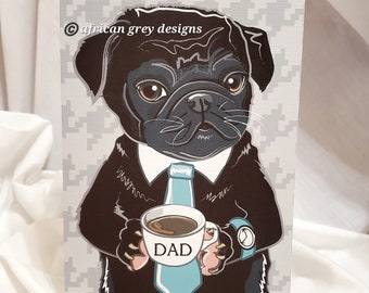 Pug Dad Greeting Card - Black Pug