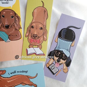 Dachshund Bookworm Bookmarks - Eco-friendly Set of 6 on Recycled Linen ...