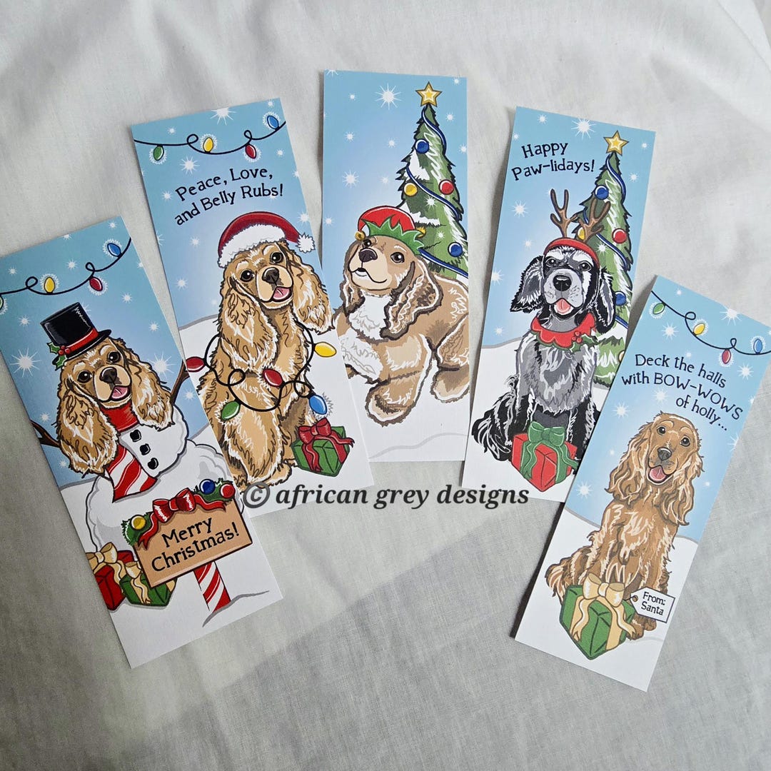 Christmas Cocker Spaniel Bookmarks - Eco-friendly Set of 5 - Etsy