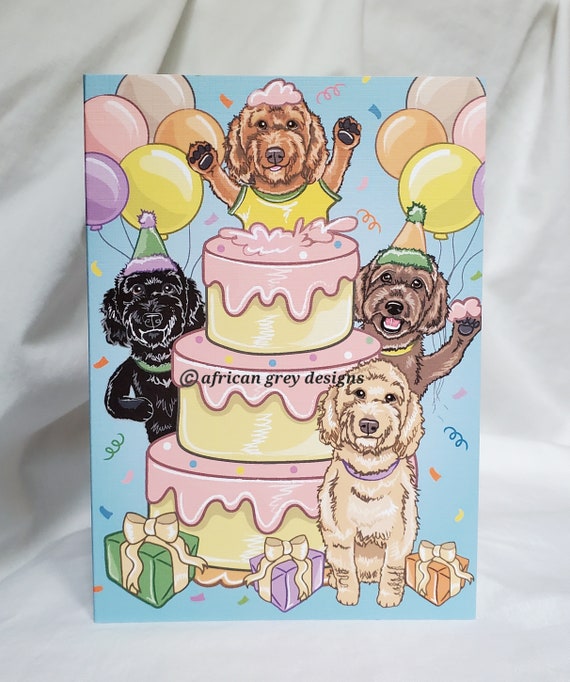 Labradoodle Birthday Cake Greeting Card Goldendoodle Etsy UK