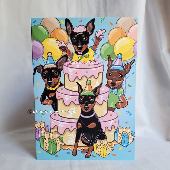 Min Pin Birthday Cake Greeting Card - Etsy